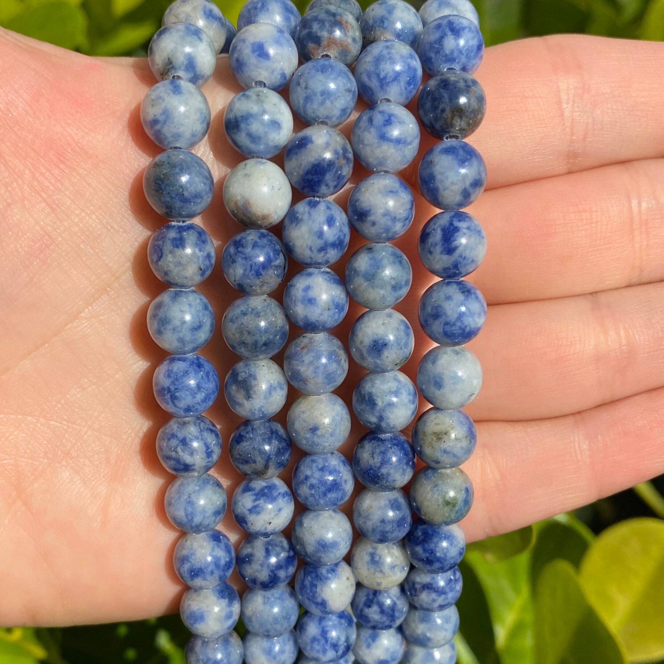 Blue Spot Stone Beads Round Natural Gemstone Beads Sold by 15 Inch