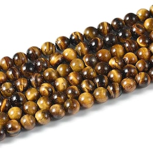 AA Grade Natural Tiger Eye Gemstone Round Beads | Sold by 15 Inch Strand | Size 4mm 6mm 8mm 10mm 12mm