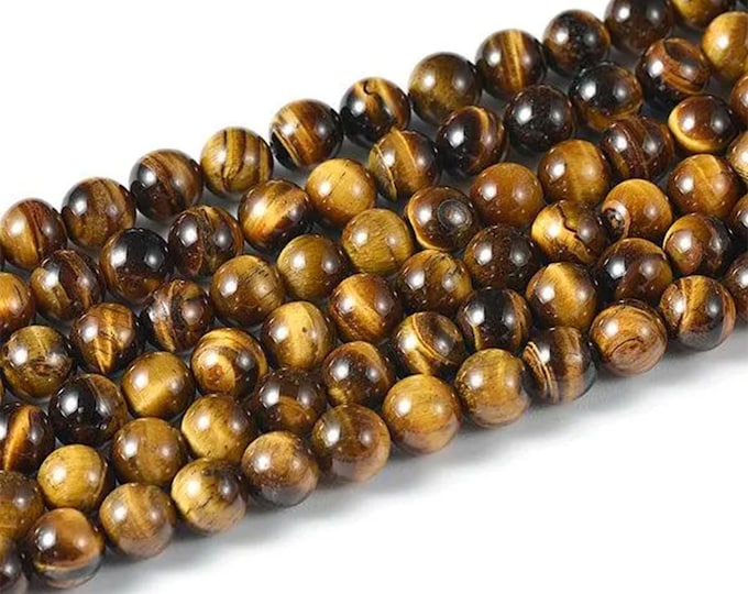AA Grade Natural Tiger Eye Gemstone Round Beads | Sold by 15 Inch Strand | Size 4mm 6mm 8mm 10mm 12mm