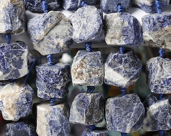 Raw Blue Sodalite Gemstone Nugget Beads - 7 Inch Strand (18-25mm)