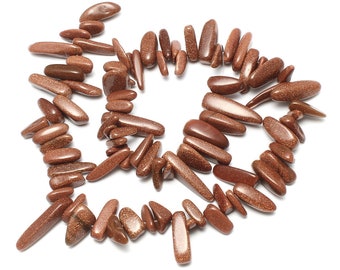Goldstone Nuggets Beads | Sold by 15 Inch Strand | 5x13x4mm-8x30x8mm