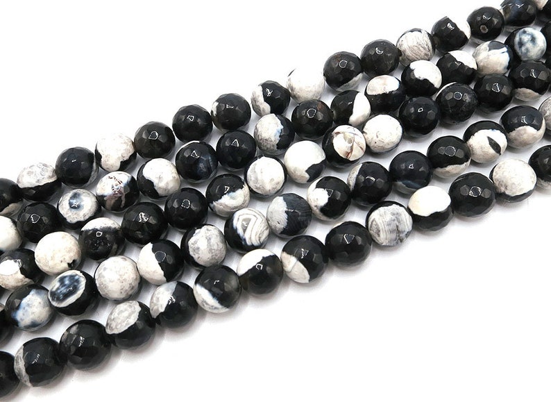 Natural Beautiful 8mm Black Agate Gemstone Round Loose Beads 15/'/'