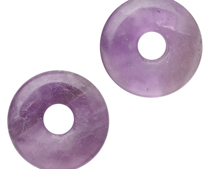 ONE Natural Purple Fluorite Gemstone Donut Pendant | Size 30x5.5mm | Hole 6.5mm