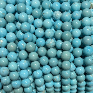 Blue Turquoise Beads Round Natural Gemstone Loose Beads Sold by 15 Inch Strand Size 4mm 6mm 8mm 10mm 12mm image 8