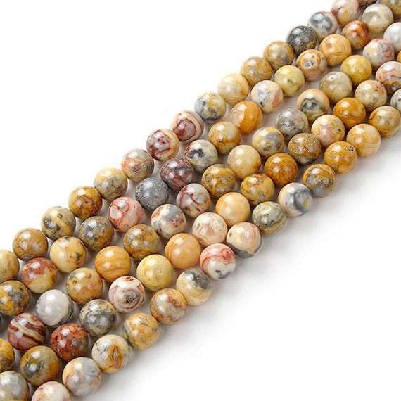 Natural Crazy Lace Agate Gemstone Round Loose Beads on a 15.5 Strand – AD  Beads