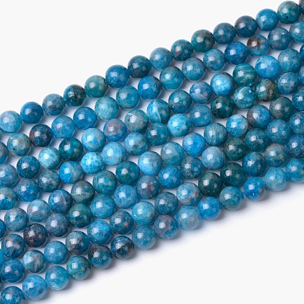 Natural Blue Apatite Gemstone Round Beads | Grade A | Sold by 15 Inch Strand | Size 4mm 6mm 8mm 10mm 12mm