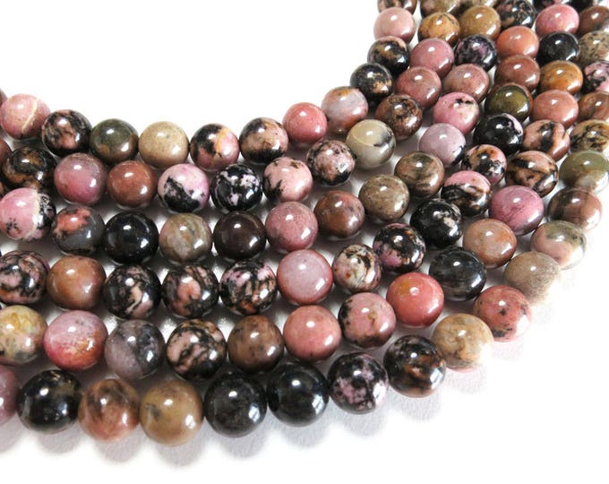 Rhodonite Beads | Grade A | Natural Round Gemstone Loose Beads | Sold by 15 Inch Strand | Size 4mm 6mm 8mm 10mm 12mm