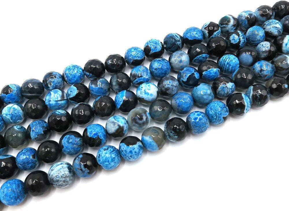 Natural Black and Blue Fire Agate Beads, Faceted Black and Blue Blended  Beads BS #22, sizes in 10 mm 15 inch FULL Strands