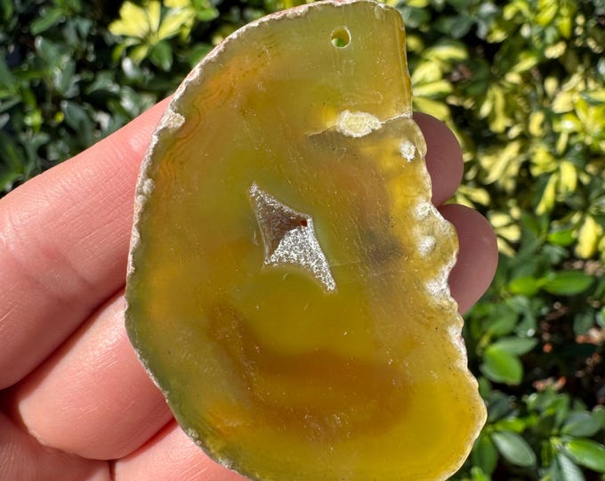Natural Yellow White Striped Agate Freeform Slab Gemstone Pendant Focal Bead Size 60-80mm