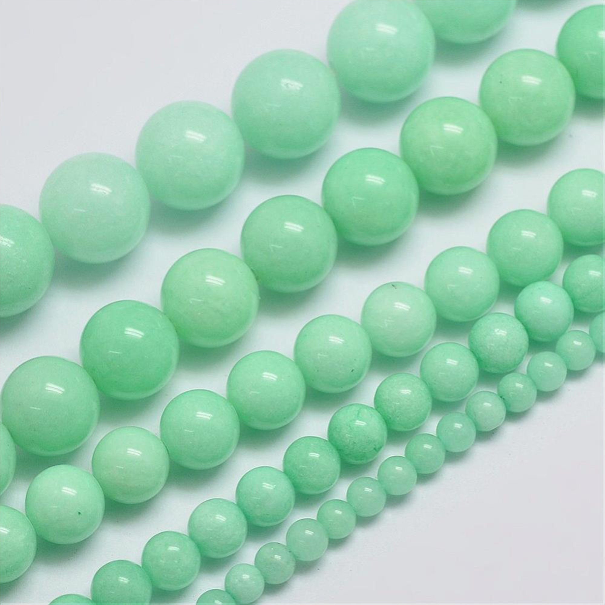 Light Green Jade Beads, Round Natural Gemstone Beads, Sold by 15 Inch  Strand