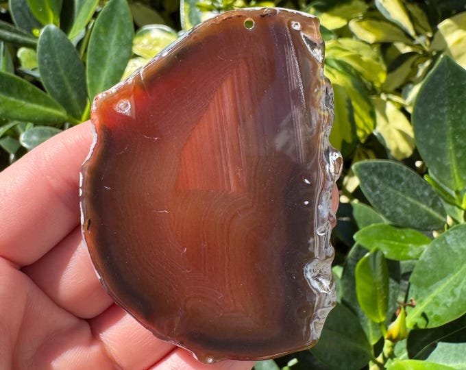 Brown Striped Agate Gemstone Freeform Plate Slab Pendant Focal Bead Size 60-80mm