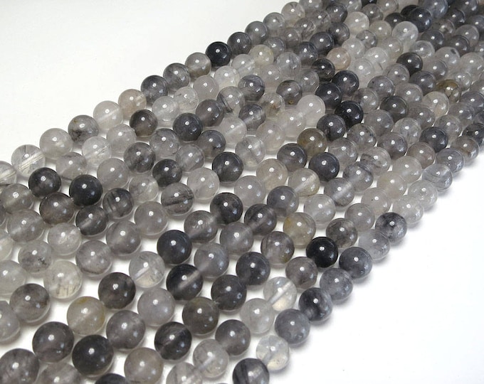 Natural Silver Gray Quartz Gemstone Round Beads | Sold by 15 Inch Strand | Size 4mm 6mm 8mm 10mm 12mm