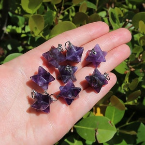 Amethyst Beads Merkaba Pendant 3D Star Charka Healing Polygonal Focal Natural Gemstone Pendant Sold by Piece Size 13x20mm image 3