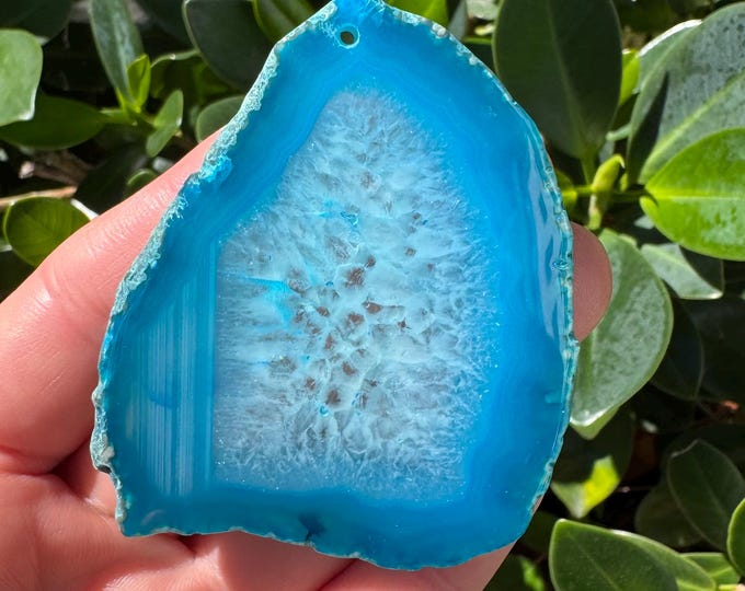 Blue Striped Agate Freeform Slab Gemstone Pendant Focal Bead Size 60-80mm