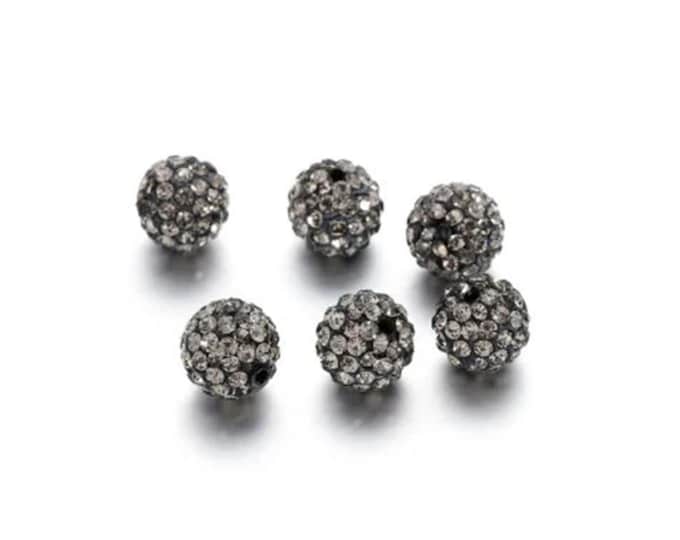 ONE 12mm Loose Shambala Pave Rhinestone Crystal Diamond Clay Pave Bead