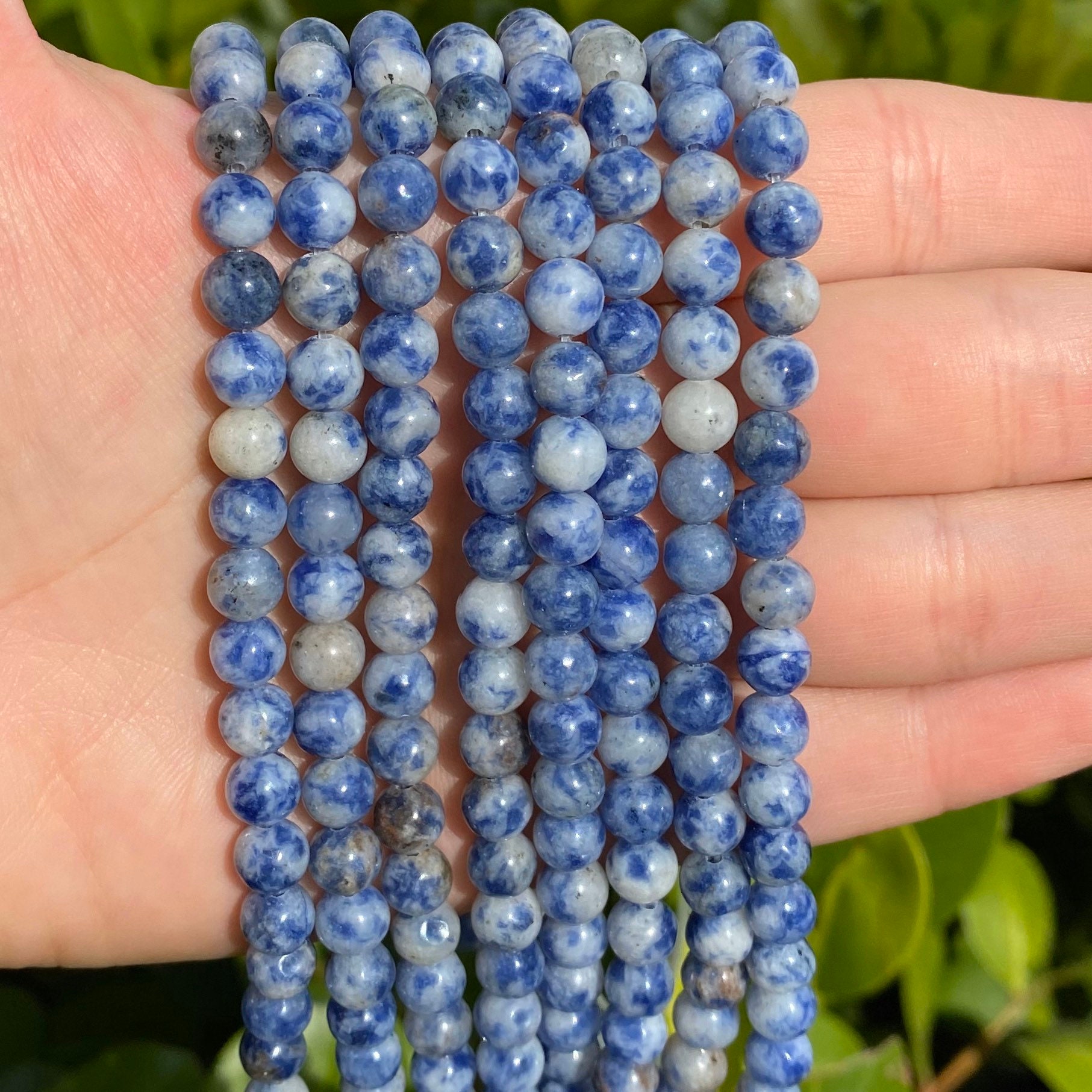 Blue Spot Stone Beads | Round Natural Gemstone Beads | Sold by 15 Inch