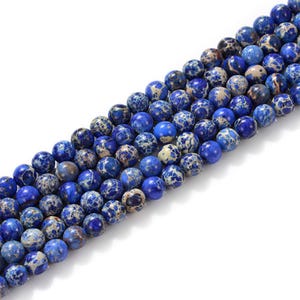 Grade A Natural Deep Blue Sea Sediment Jasper Gemstone Round Beads | Sold by 15 Inch Strand | Size 4mm 6mm 8mm 10mm 12mm