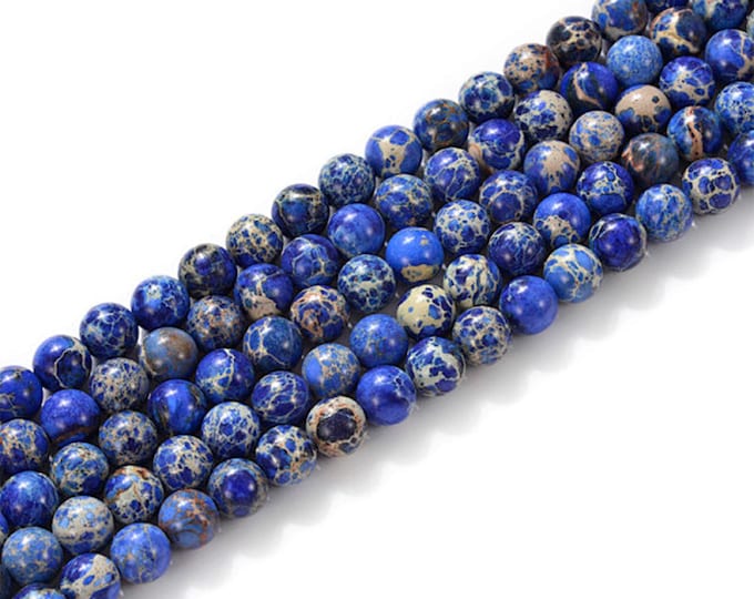Grade A Natural Deep Blue Sea Sediment Jasper Gemstone Round Beads | Sold by 15 Inch Strand | Size 4mm 6mm 8mm 10mm 12mm