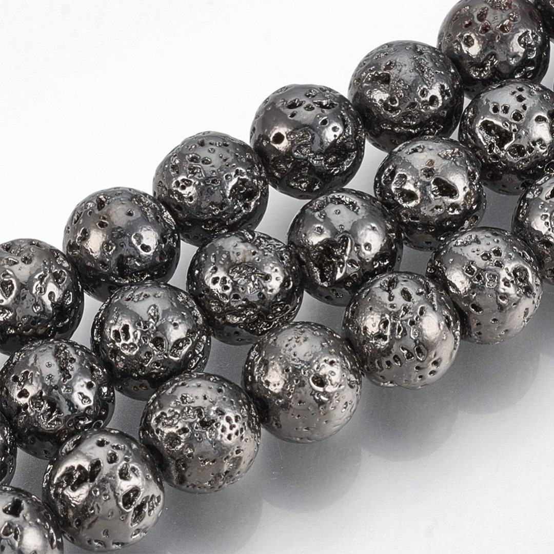 Lava Beads Black Color Plated Beads Round Natural Gemstone Beads Sold