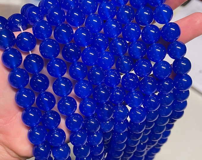 Blue Agate Beads | Grade AAA | Round Natural Gemstone Loose Beads | Sold by 15 Inch Strand | Size 12mm