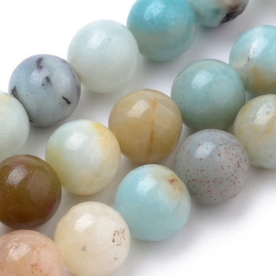 Natural Round Amazonite Gemstone Beads For Jewelry Making - 8mm, 1mm Hole, Handmade Strand