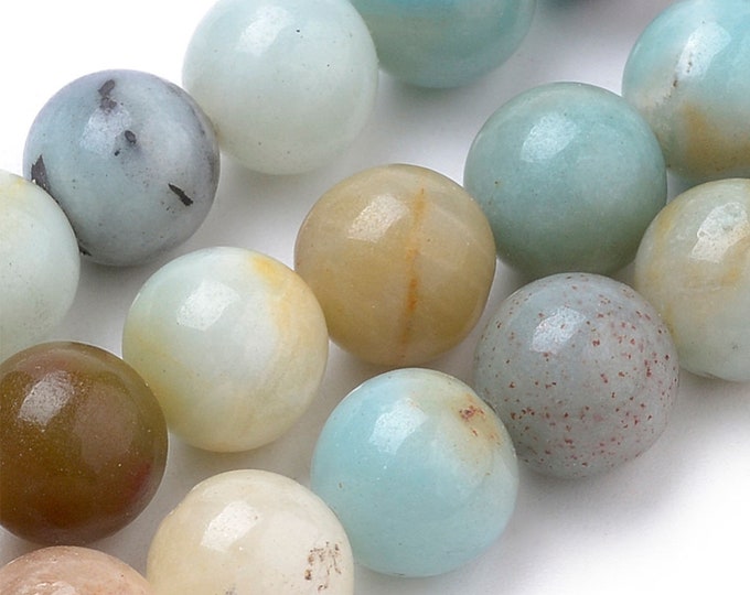 AA Grade Natural Amazonite Gemstone Round Beads | Sold by 15 inch Strand | Size 4mm 6mm 8mm 10mm 12mm 14mm