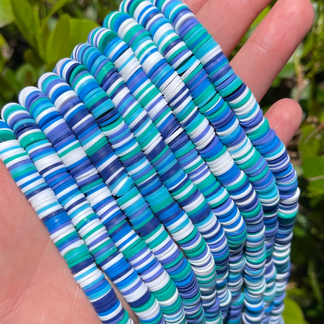8mm Vinyl Heishi Disc Beads Blue Green White Polymer Clay Etsy