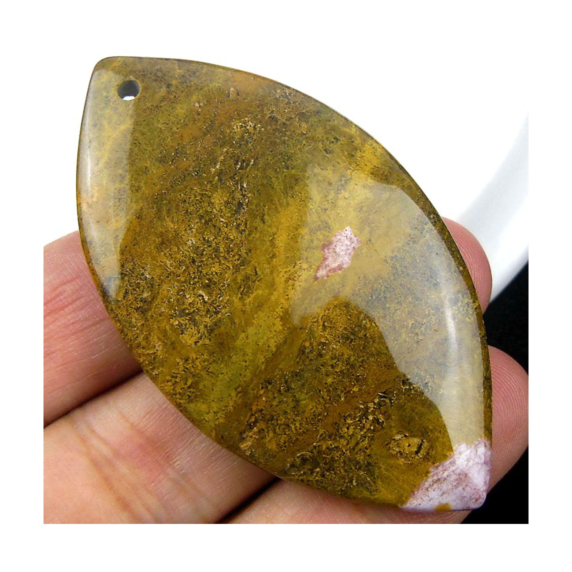 Natural Ocean Agate Horse Eye Gemstone Pendant Focal Bead 61x34x7mm C26304