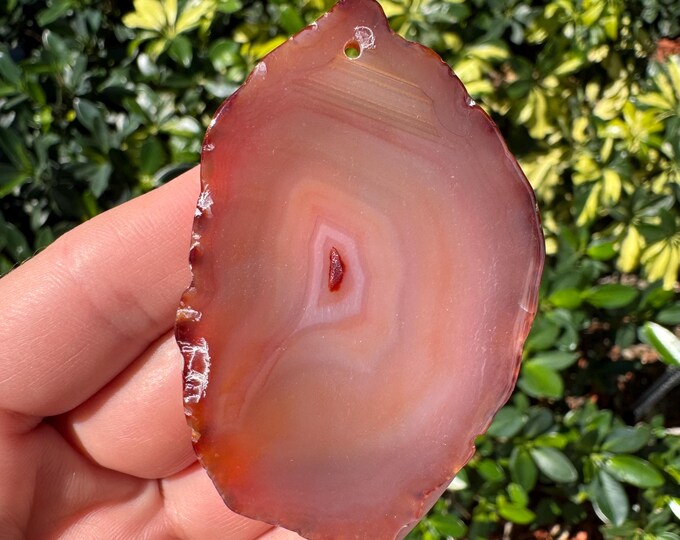 Brown Striped Agate Gemstone Freeform Plate Slab Pendant Focal Bead Size 60-80mm