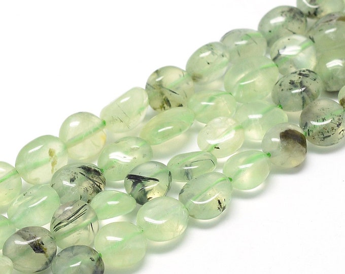 Prehnite Nuggets Beads | Grade AAA | Natural Gemstone Loose Beads | Sold by 15 Inch Strand | Size 8~15x7~12x4~12mm | Hole 1mm