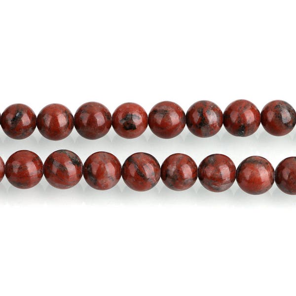 Red Sesame Jasper Beads | Round Natural Gemstone Loose Beads | Sold by Strand | Size 4mm 6mm 8mm 10mm 12mm