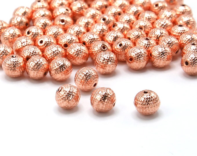 Spacer Beads | Copper Color | Faceted Round Acrylic Loose Beads | Sold by Lot 50 Pcs | Size 9mm | Hole 1mm