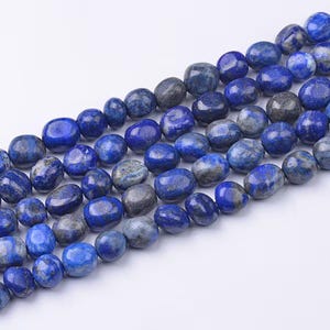 A Grade Lapis Lazuli Nugget Beads: Natural Blue Gemstone, 15 inch Strand