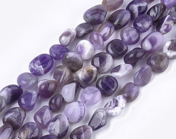 Amethyst Nuggets Beads | Grade A | Natural Gemstone Loose Beads | Sold by 15 inch Strand | Size 8~19x8~12x4~8mm | Hole 0.8mm