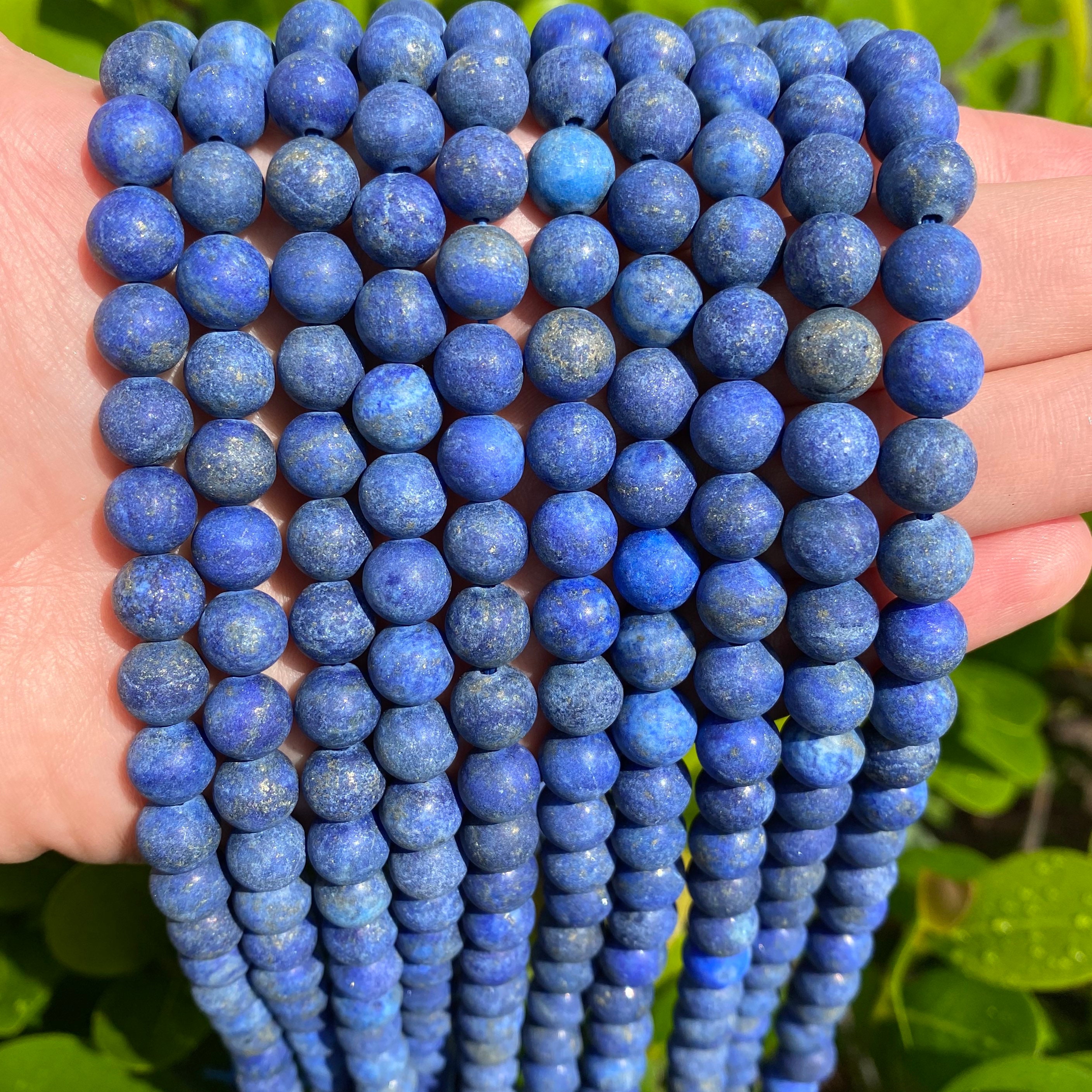 Natural Matte Blue Lapis Lazuli Gemstone Round Beads Grade A Sold