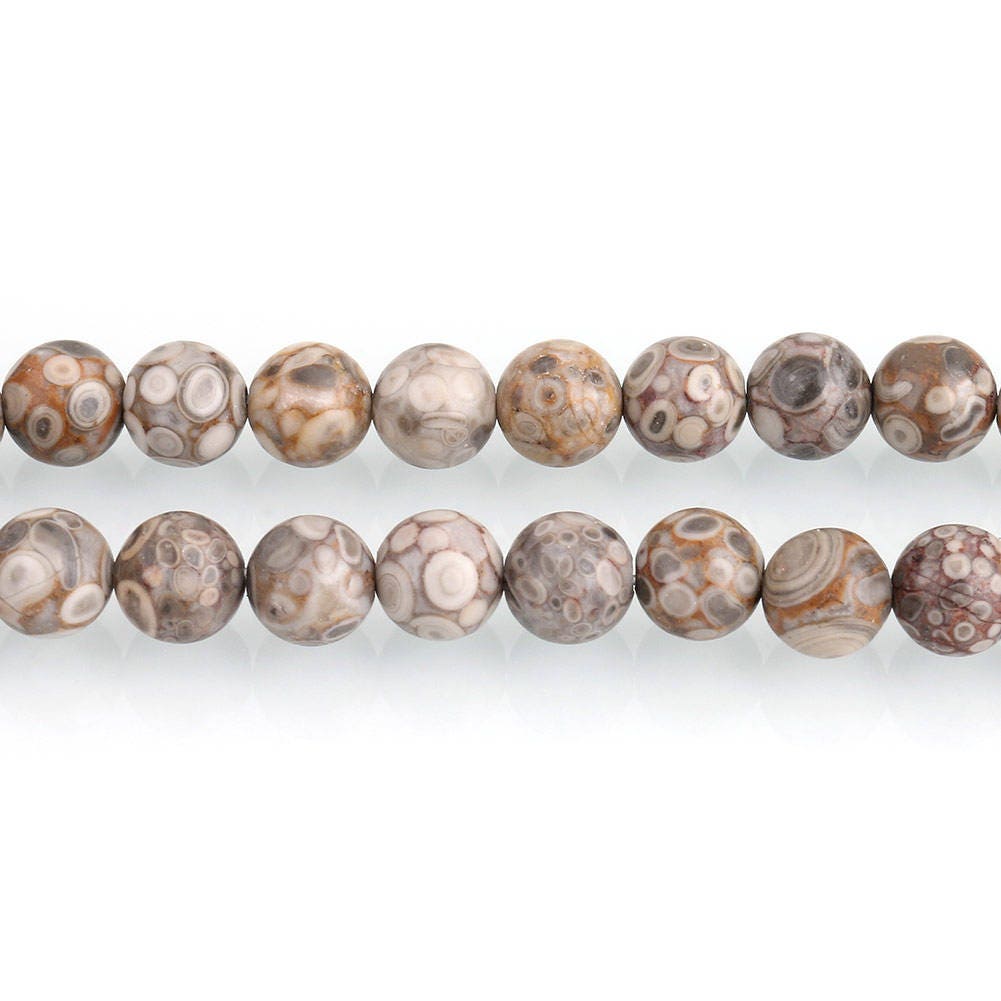Ocean Fossil Jasper Beads Maifan Jasper Beads Round Natural