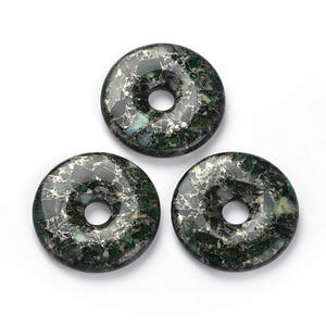 ONE Natural Green Fluorite and Pyrite Gemstone Donut Pendant | Size 50mm