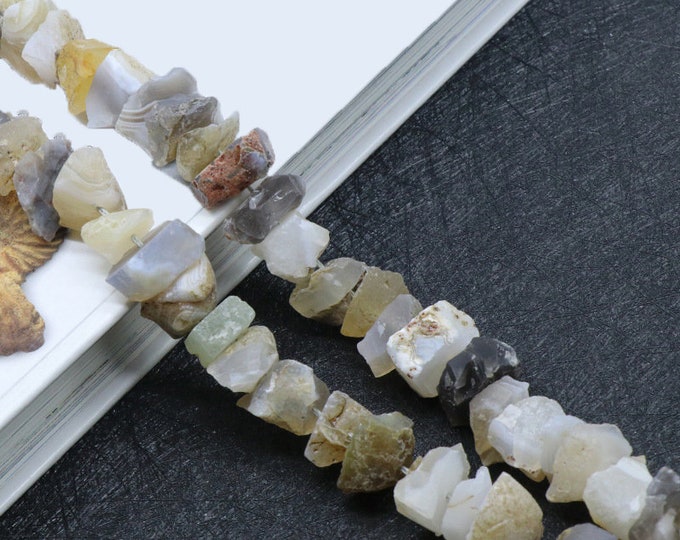 Natural Raw Botswana Agate Gemstone Drilled Rough Nuggets Beads | Sold by 7 Inch Strand | Size 6-12mm