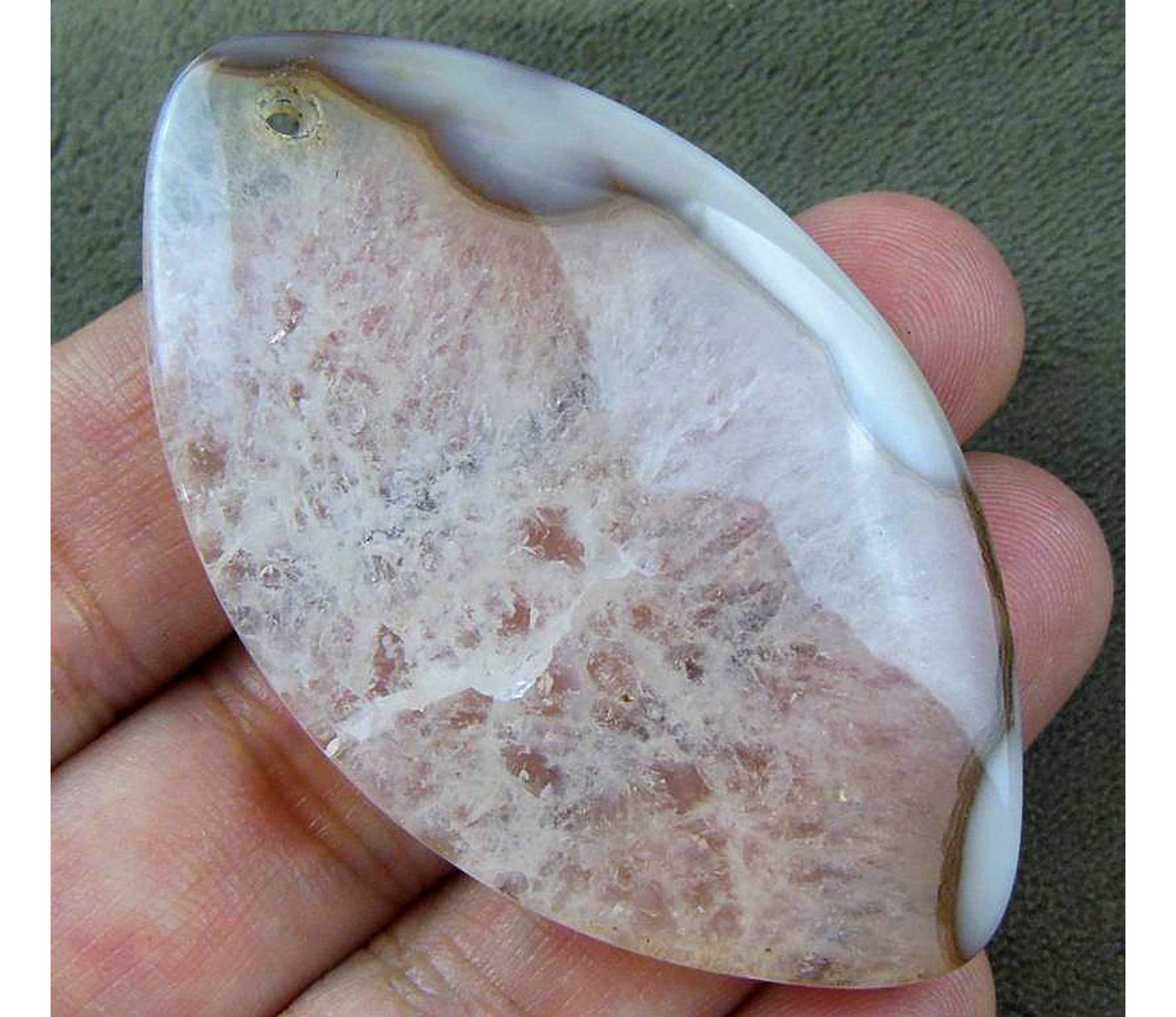 White Brown Druzy Geode Agate Horse Eye Gemstone Pendant Focal Bead 60x36x8mm V76182