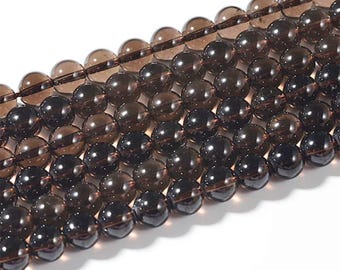 AA Grade Natural Smoky Quartz Gemstone Round Beads | Sold by 15 Inch Strand | Size 4mm 6mm 8mm 10mm 12mm