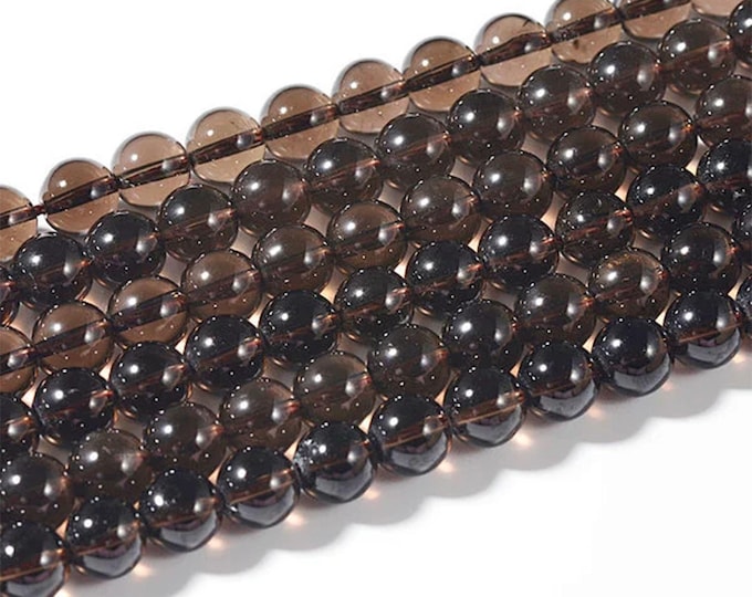 AA Grade Natural Smoky Quartz Gemstone Round Beads | Sold by 15 Inch Strand | Size 4mm 6mm 8mm 10mm 12mm