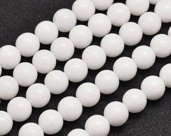 White Jade Beads | Round Natural Gemstone Beads | Sold by 15 Inch Strand | Size 4mm 6mm 8mm 10mm 12mm