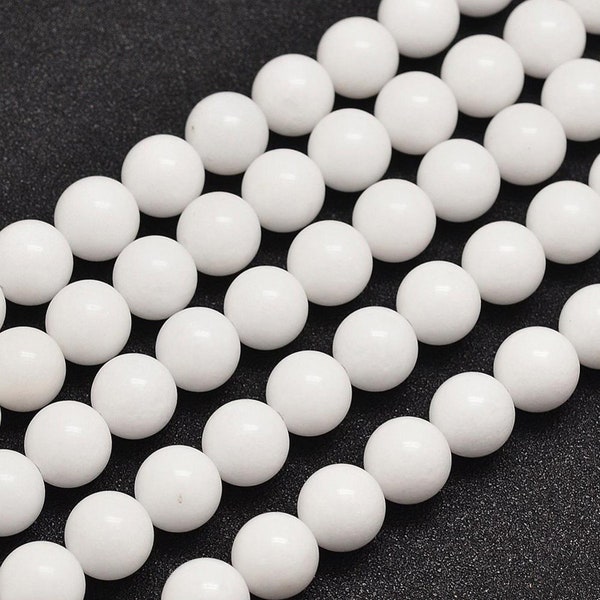 White Jade Beads | Round Natural Gemstone Beads | Sold by 15 Inch Strand | Size 4mm 6mm 8mm 10mm 12mm