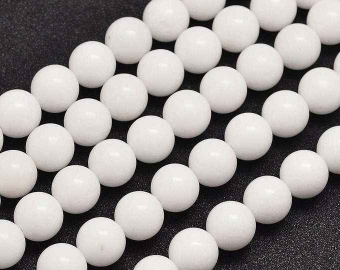 White Jade Beads | Round Natural Gemstone Beads | Sold by 15 Inch Strand | Size 4mm 6mm 8mm 10mm 12mm