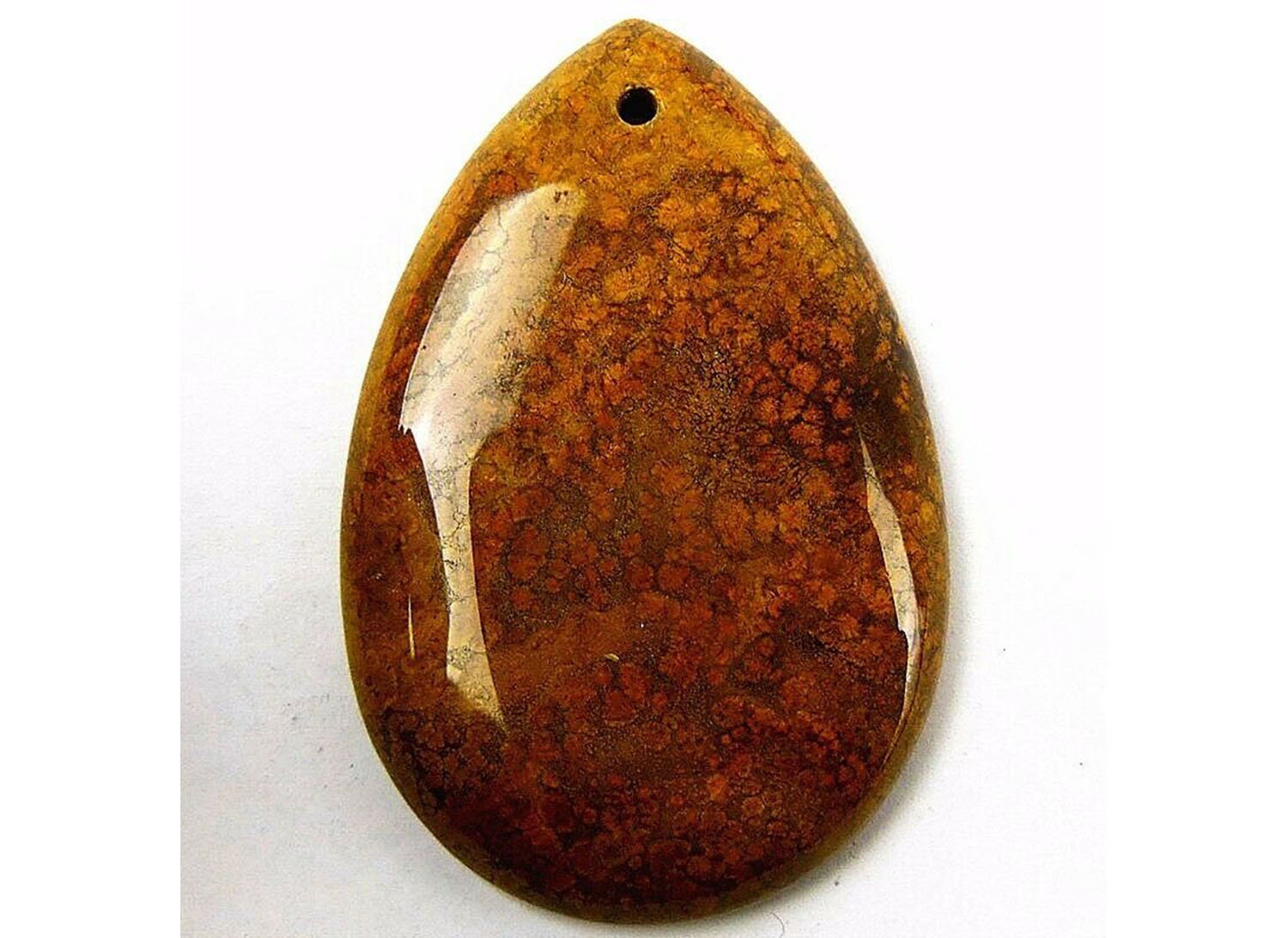 Natural Cherry Blossom Jasper Teardrop Gemstone Pendant Focal Bead 50x33x6mm B83447