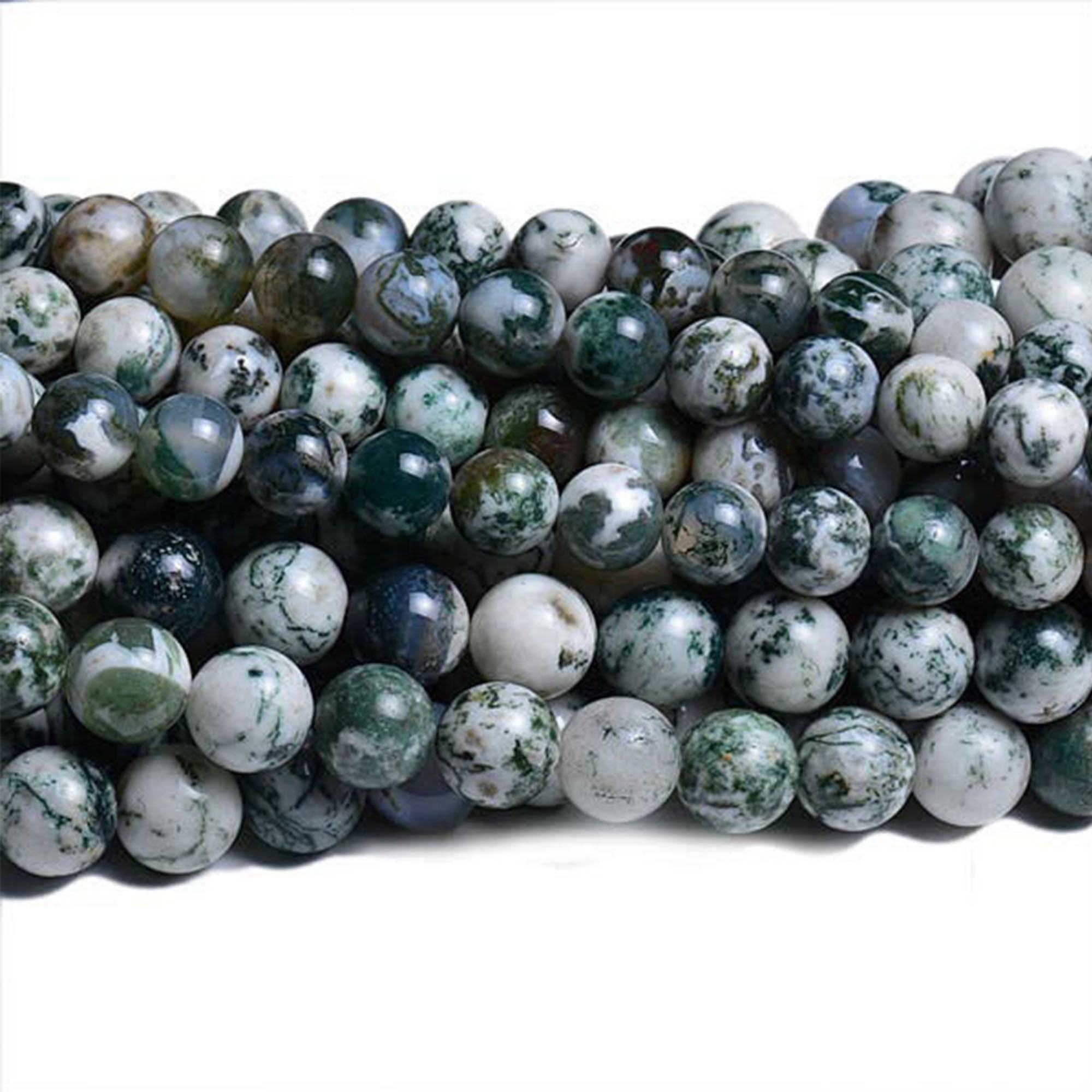 Tree Agate Gemstone Round Beads- 4mm