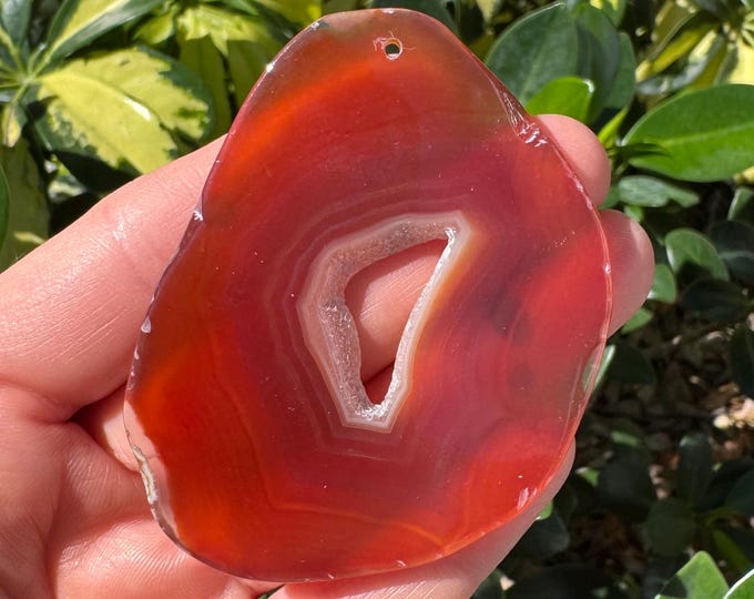 Brown Striped Agate Gemstone Freeform Plate Slab Pendant Focal Bead Size 60-80mm