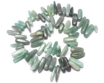 Green Aventurine Nugget Beads – 5x13–8x30 mm Natural Gemstone Strand