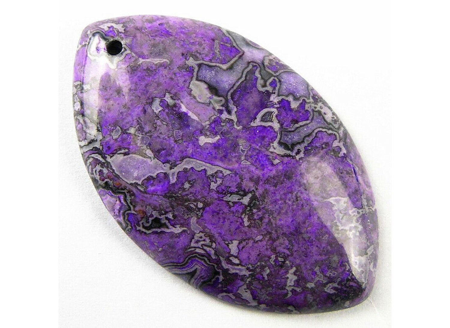 Purple Ripple Stone Horse Eye Gemstone Pendant Focal Bead 51x31x7mm V32175