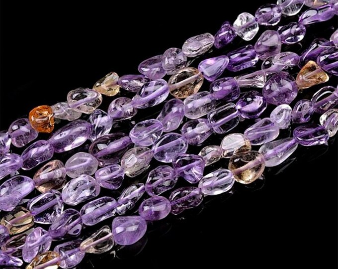 AA Grade Natural Ametrine Gemstone Nuggets Beads | Sold by 15 Inch Strand | Size 6-8mm | Hole 0.8-1mm